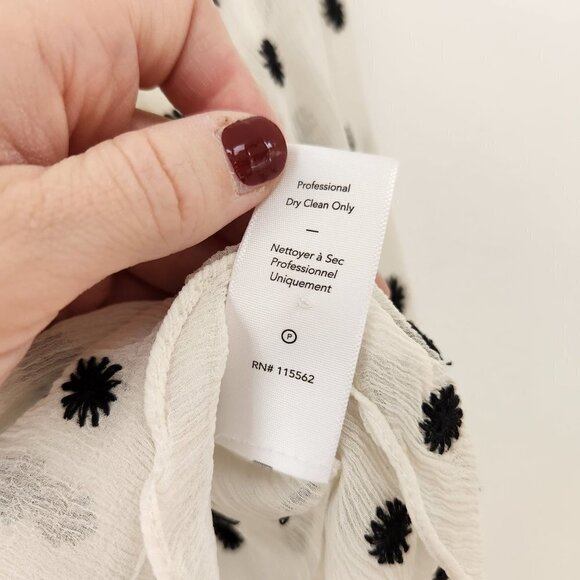 Revolve Elizabeth and James 100% Silk Sheer White Black Peasant Blouse Top Sz XS - Picture 7 of 9